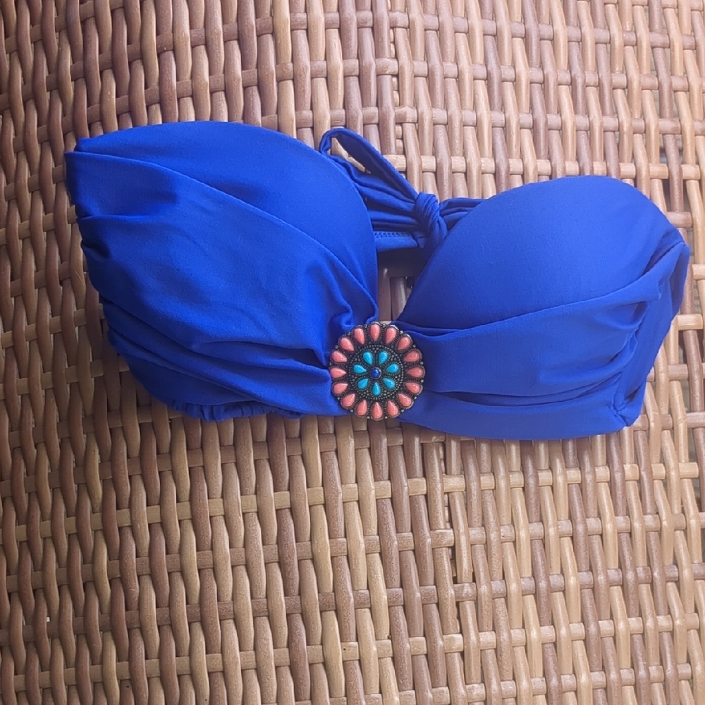 Xhilaration Royal Blue Bikini Top with Embellished Center